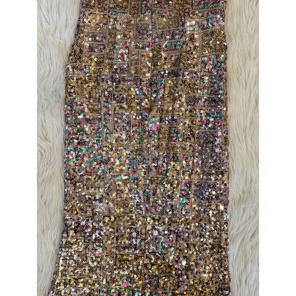 Dress The Population Tori Sequin Mermaid Gown Sweetheart Slit Formal Maxi Dress - Picture 13 of 16